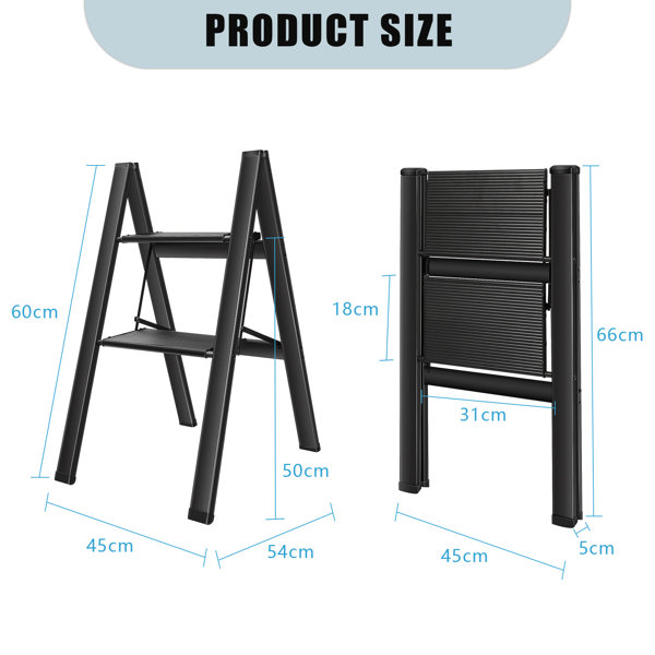 Wfx Utility 2 Step Aluminium Lightweight Folding Step Ladder And Reviews Uk 2770